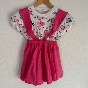 Vintage 90s Girls Dress Pink size 6 Heart Pattern Carters